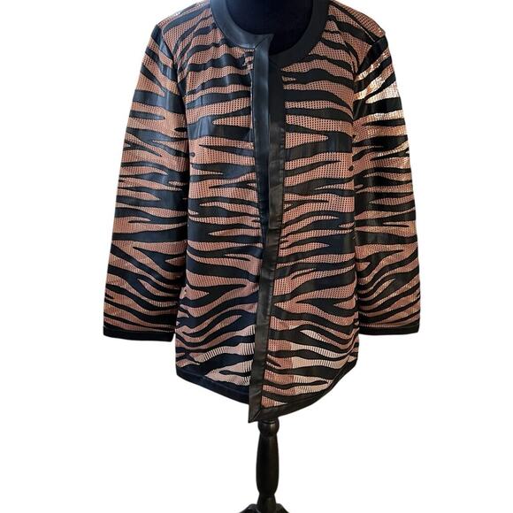 Chico’s 3 (L 16) women's animal stripe, light jacket - Picture 2 of 9